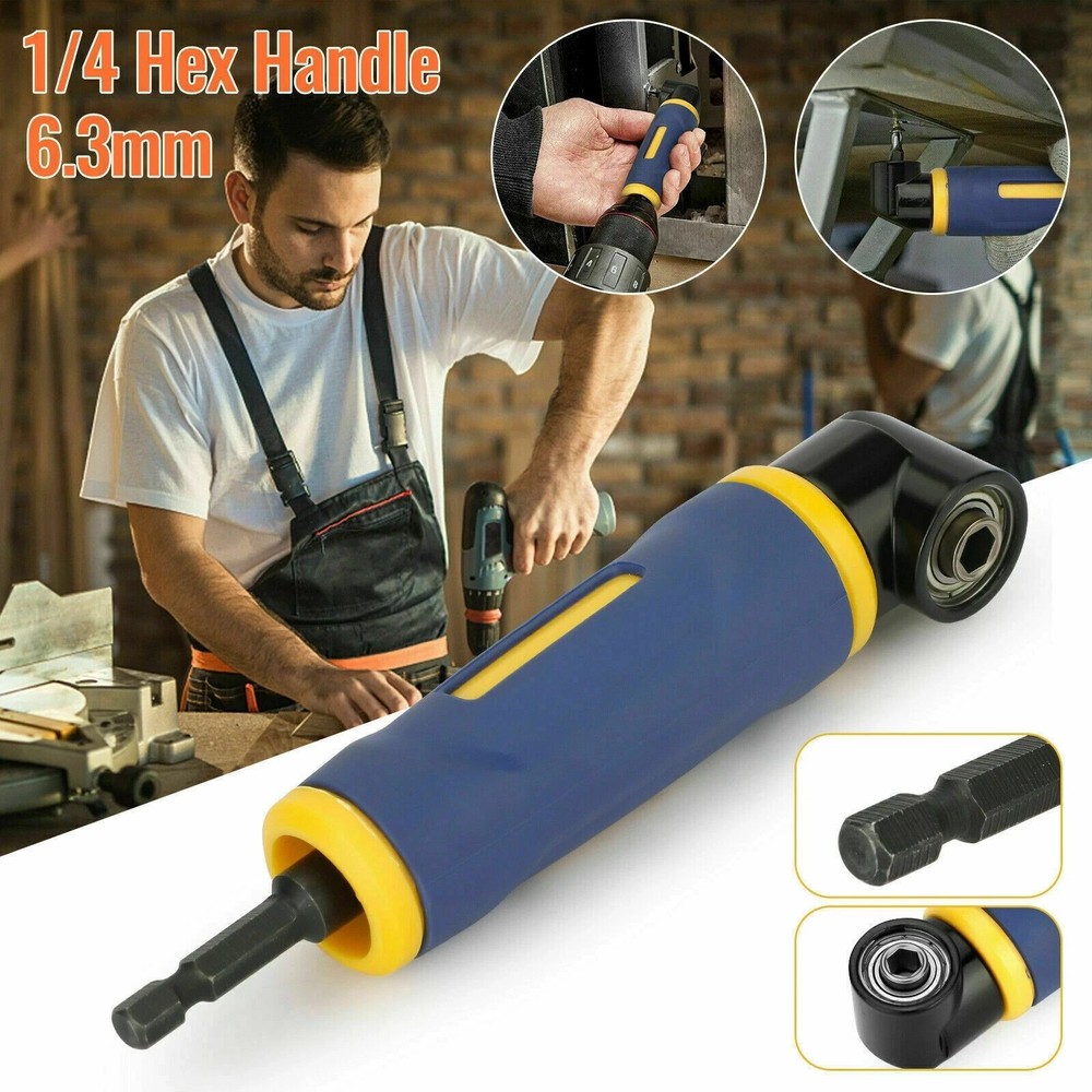 90 Degree Right Angle Extension Screwdriver Socket Adapter Drill Attachment Tool