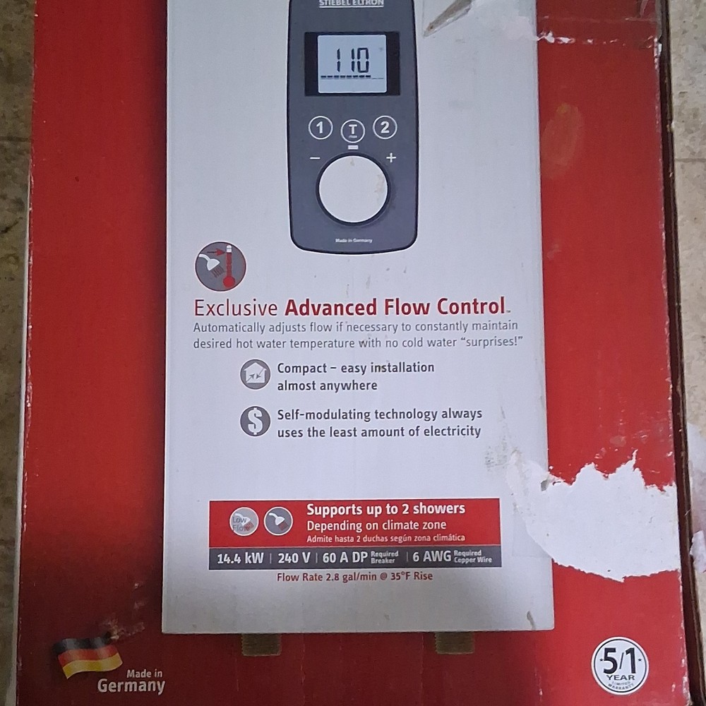 STIEBEL ELTRON Tankless Water Heater 14.4 kW 240V 60A Compact Digital Display