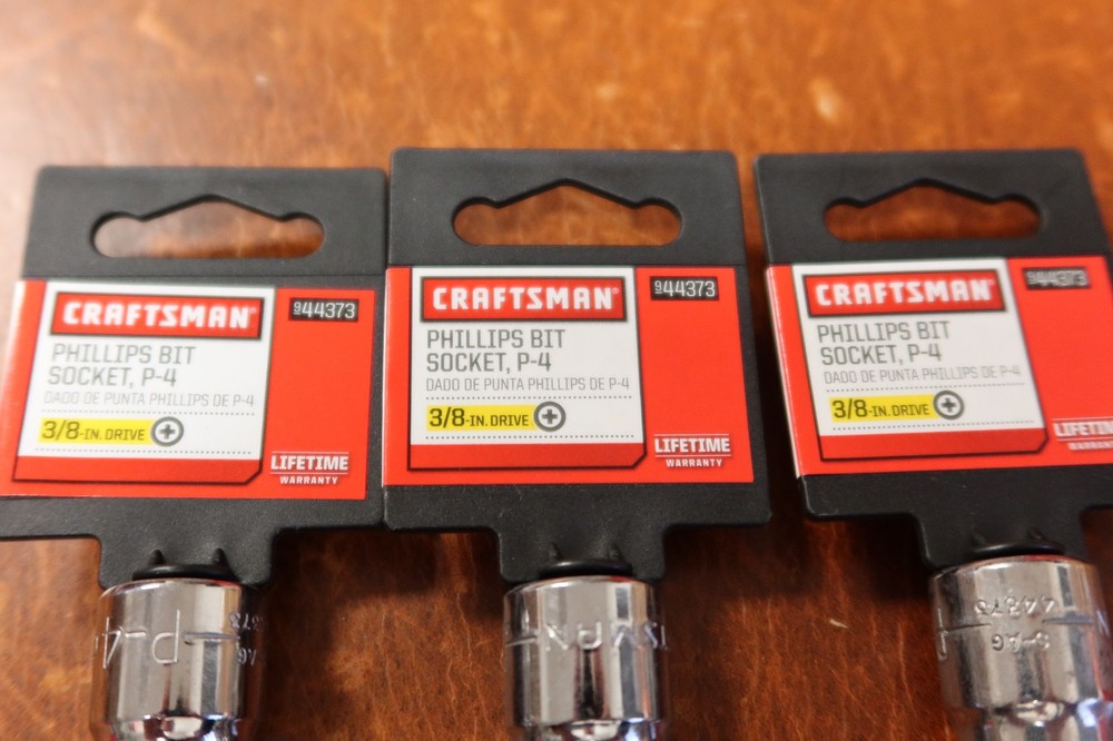 3-count Craftsman P-4 Phillips Bit Socket - 3/8" Drive - # 44373