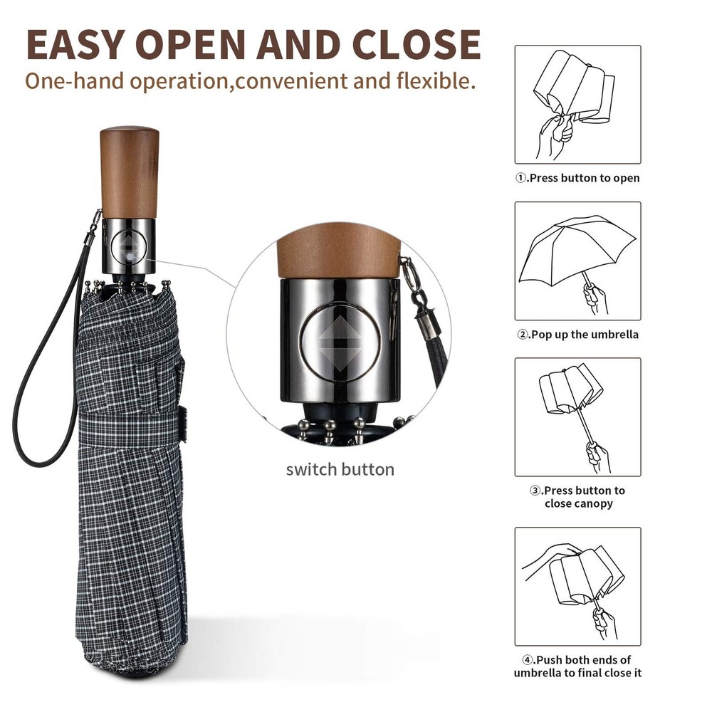 HOMILOOP Compact Folding Umbrella,10 Ribs Business Medium, Grey