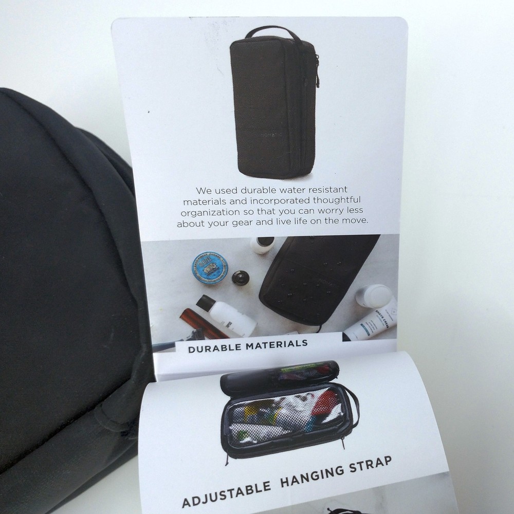 Nomatic Toiletry Bag - Black - Water Resistant, Adjustable Hanging Strap READ
