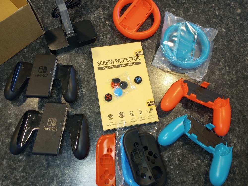 Nintendo Switch Accessory Bundle Charging Dock Controller Covers Steering Wheels