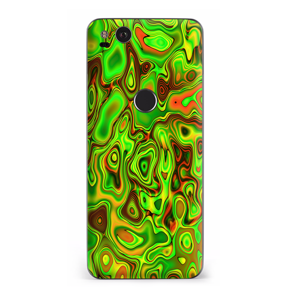 Google Pixel 2 Skins Decal Wrap green glass trippy psychedelic