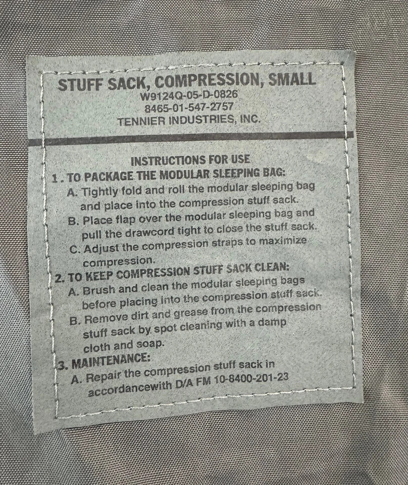 USGI Surplus Stuff Sack / Compression Sack Small Foliage Green 2 strap