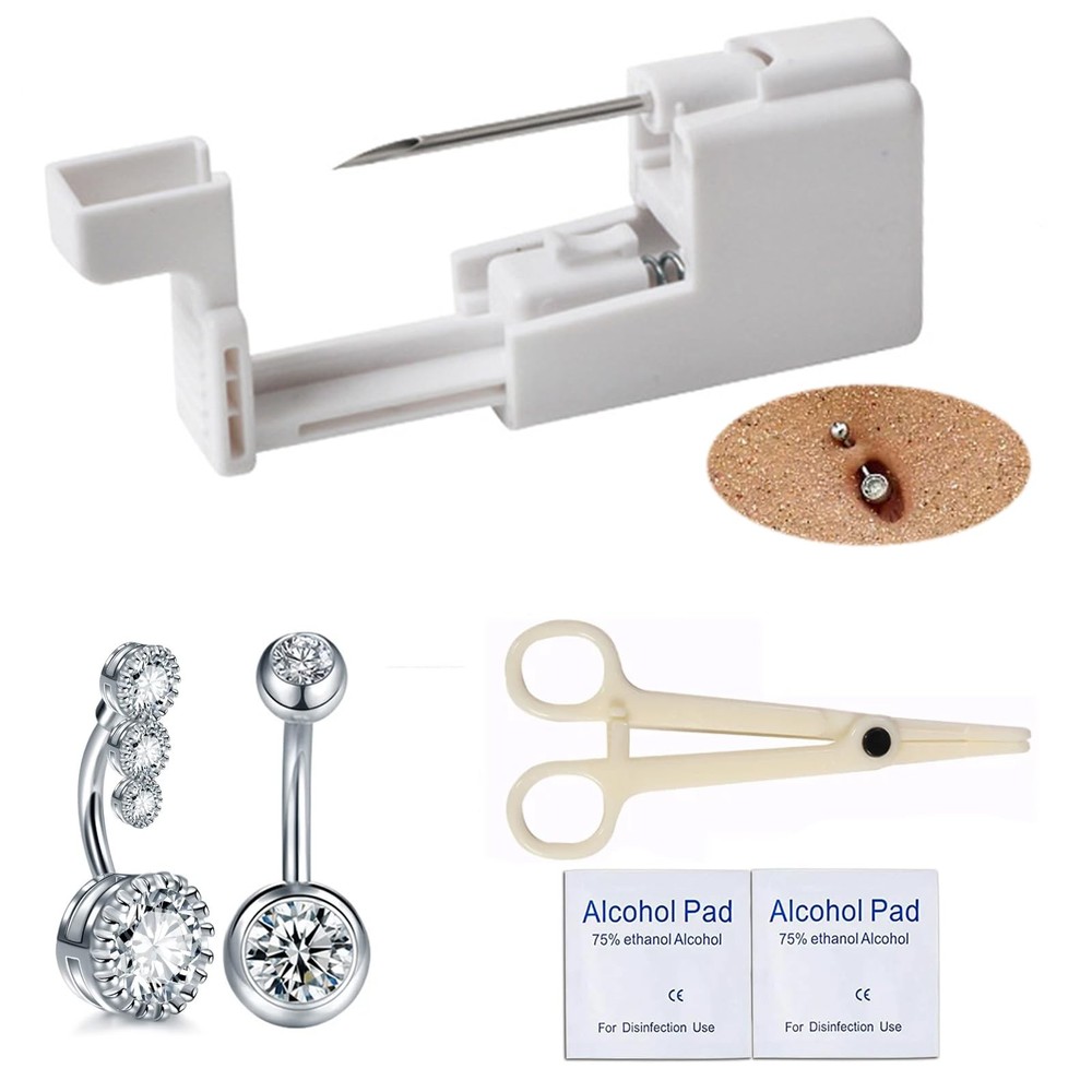 6PCS Belly Button Piercing Kit,Professional Body Piercing Gun,Belly Button Ring,