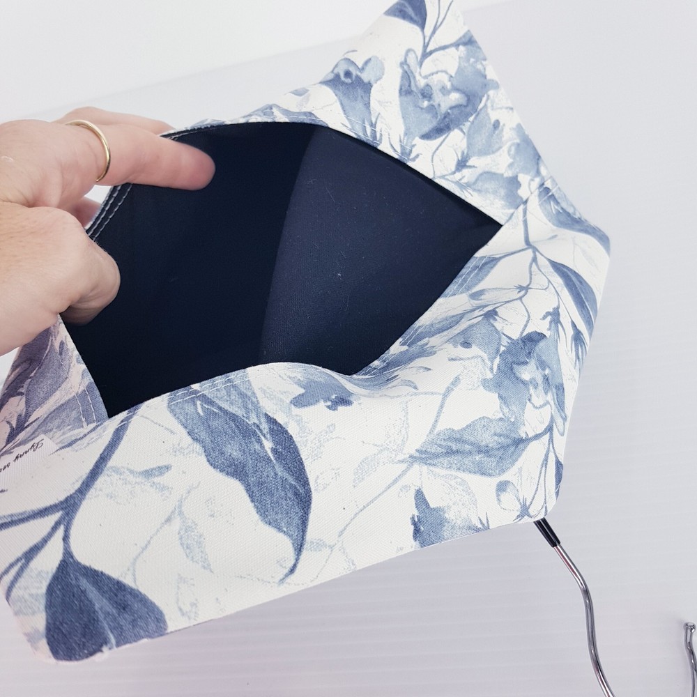Peg Bag Handmade Blue White Leaf Print Lined Laundry Clothes Peg Holder