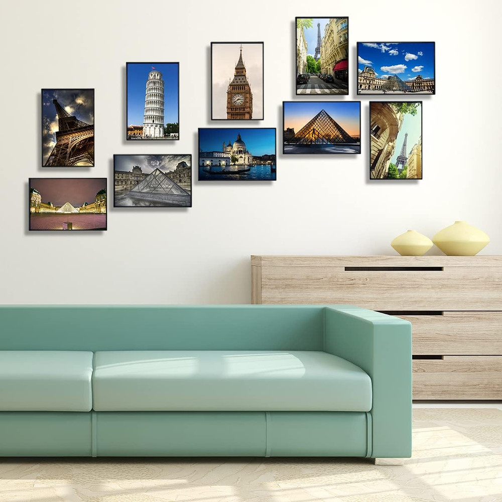 Front Loading Black Picture Frame 4X6 Set of 10 Wall and Table Mounting