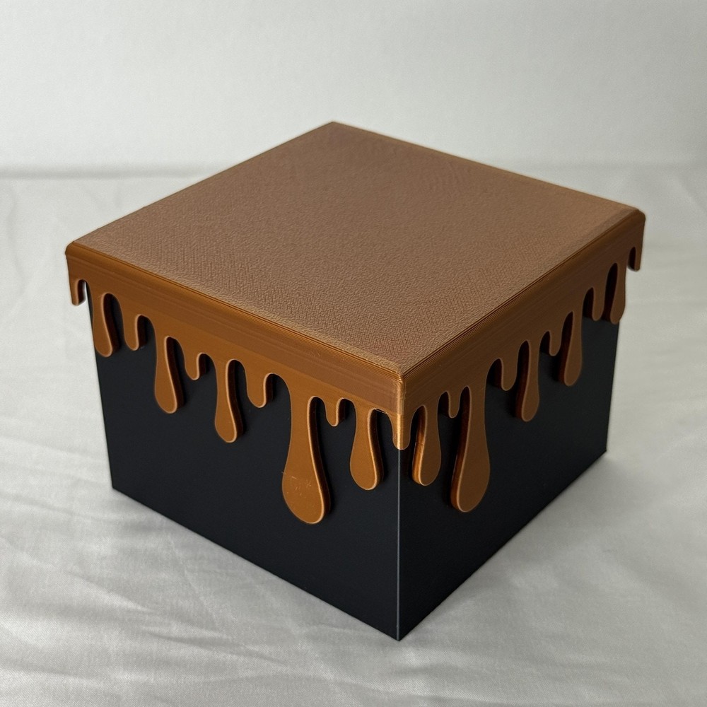 Dripping Lid Black Cube Storage Plastic Box Decorative Display Keepsake Bronze