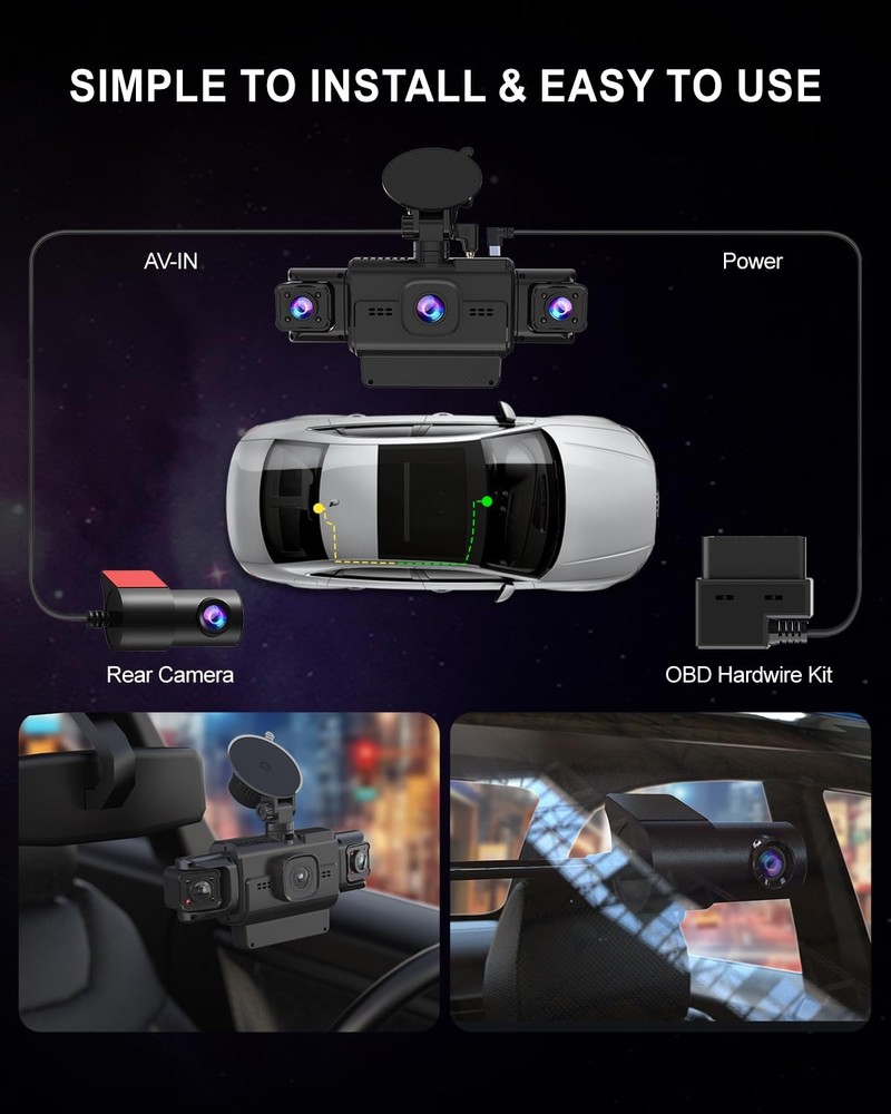 Dash Cam Front and Rear, 4-Channel 360° Coverage Car Dash Camera with STARVIS...