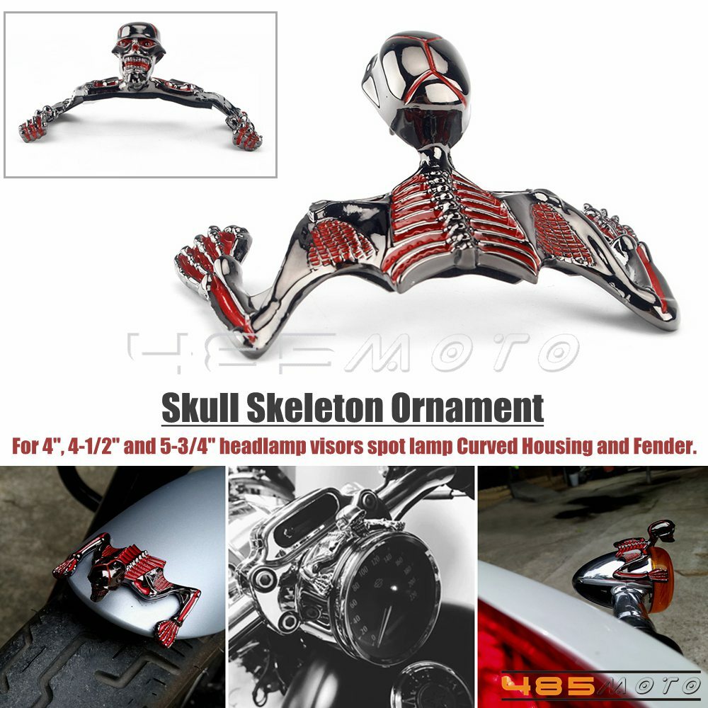 Motorcycle Small Front Fender Headlight Visor Ornament Skull Skeleton Decorative