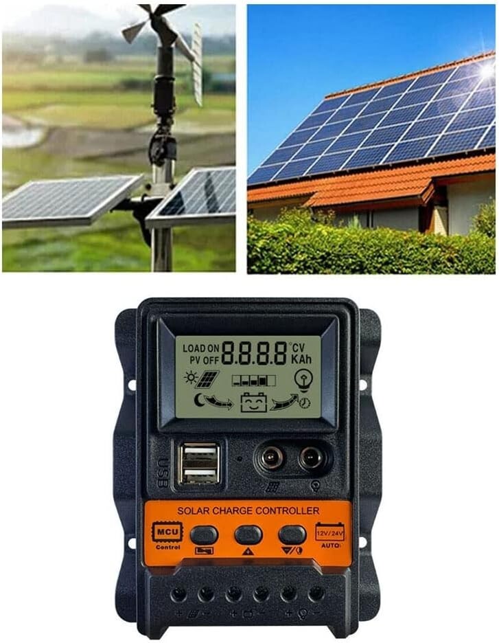 30A PWM Solar Panel Regulator Charge Controller 12/24V Auto Focus Tracking USB