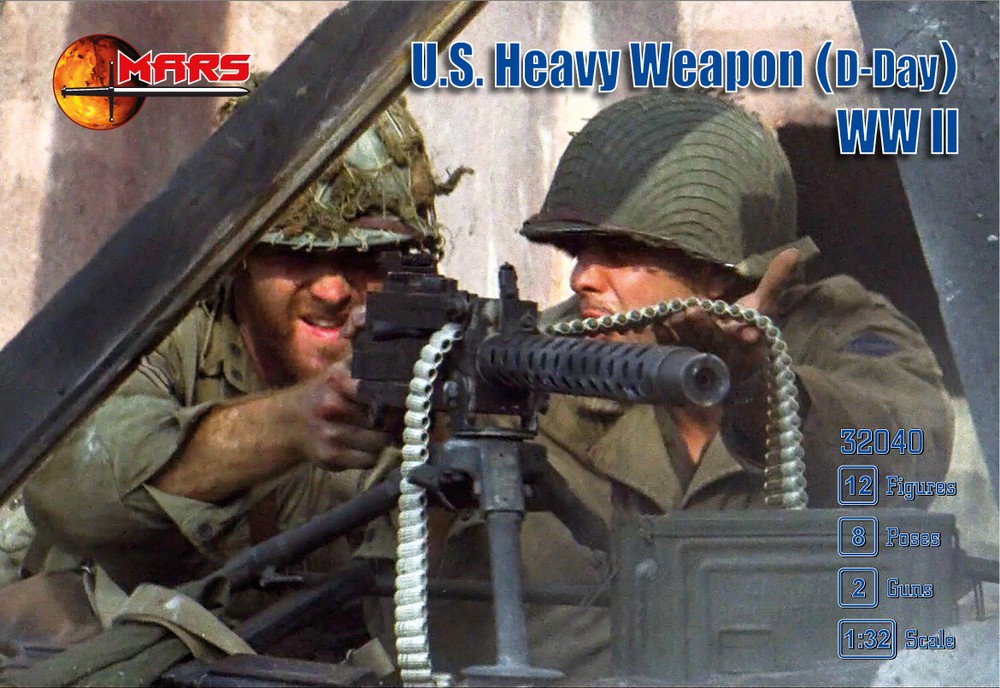 Mars Figures 32040 US Heavy Weapon (D-Day) WWII, 1:32 scale plastic model kit