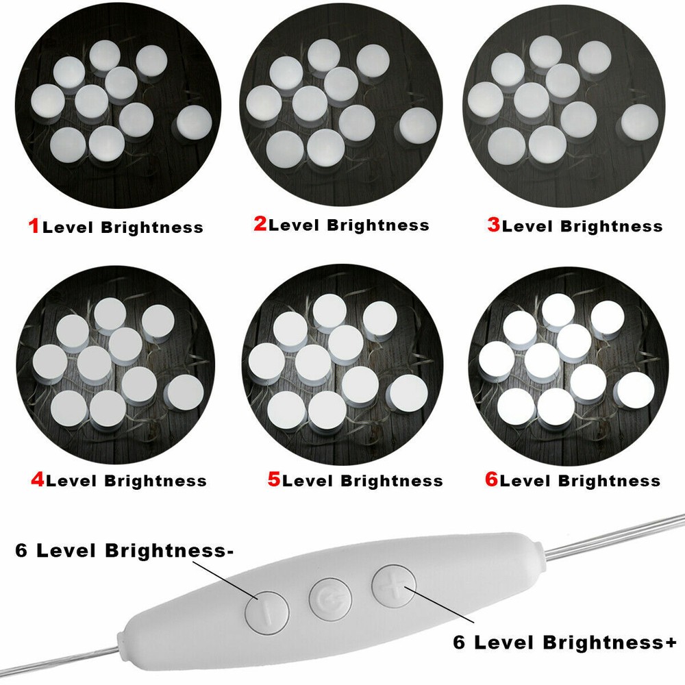 10X Mirror Lights Dimmable LED Makeup Lights Lamps For Makeup Dressing Table