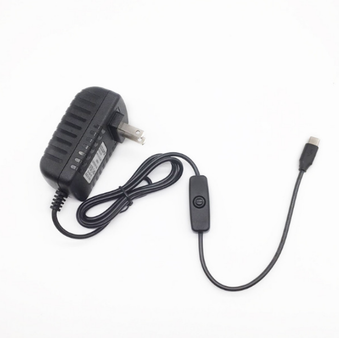 Raspberry PI generation 4 4B special power adapter type-C with switch button
