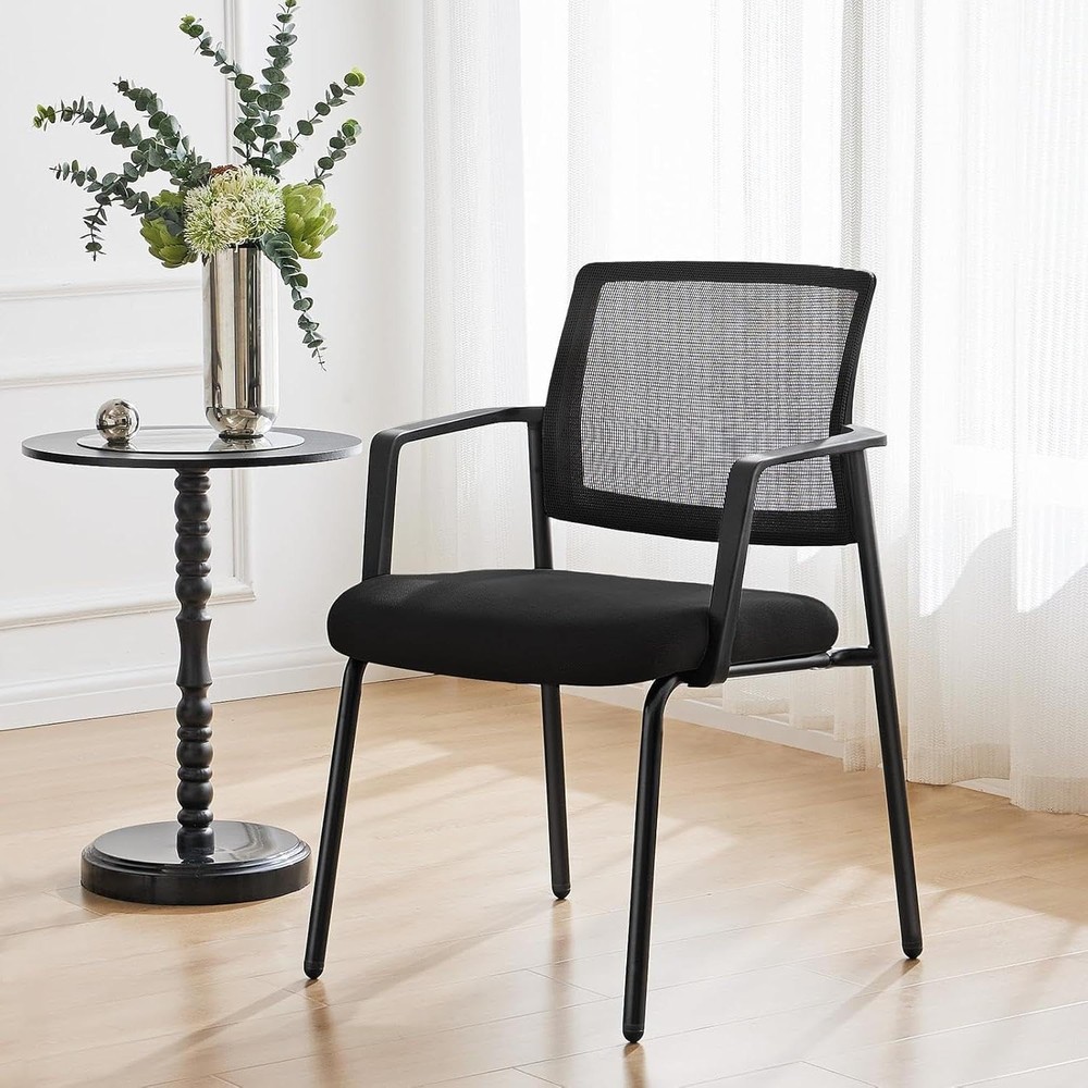 Mesh Back Stacking Arm Chairs Upholstered Fabric Stacking Chairs Sturdy Metal