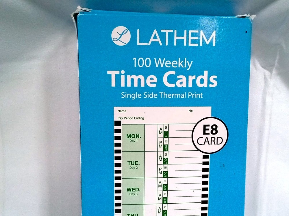 Lathem E8-100 Time Cards 100-Pack Thermal Single Sided