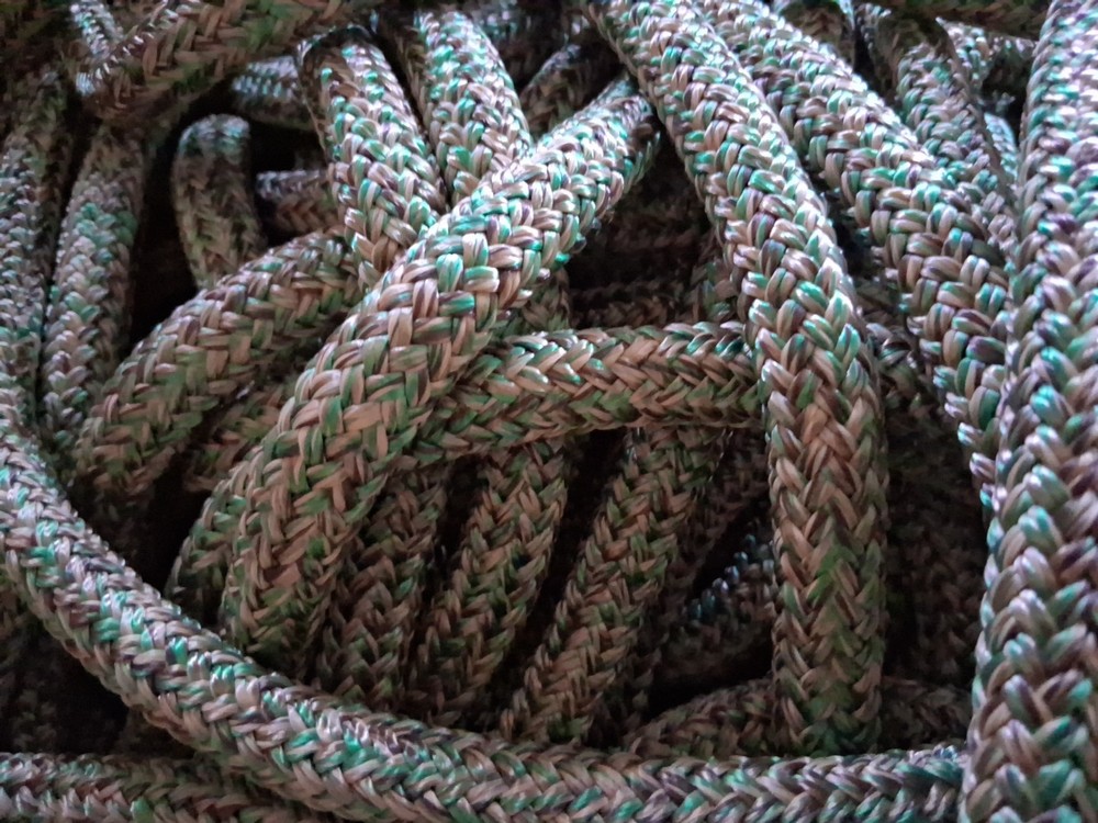 9/16 x 50 ft. Double Braid-Yacht Braid Polyester Rope. Green Blend Plus