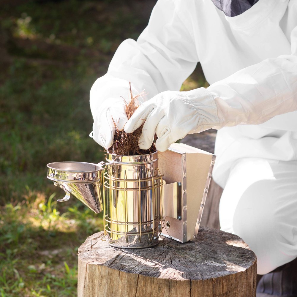 Professional White Large Beekeeping Suit Jacket Pull Over Smock with Veil
