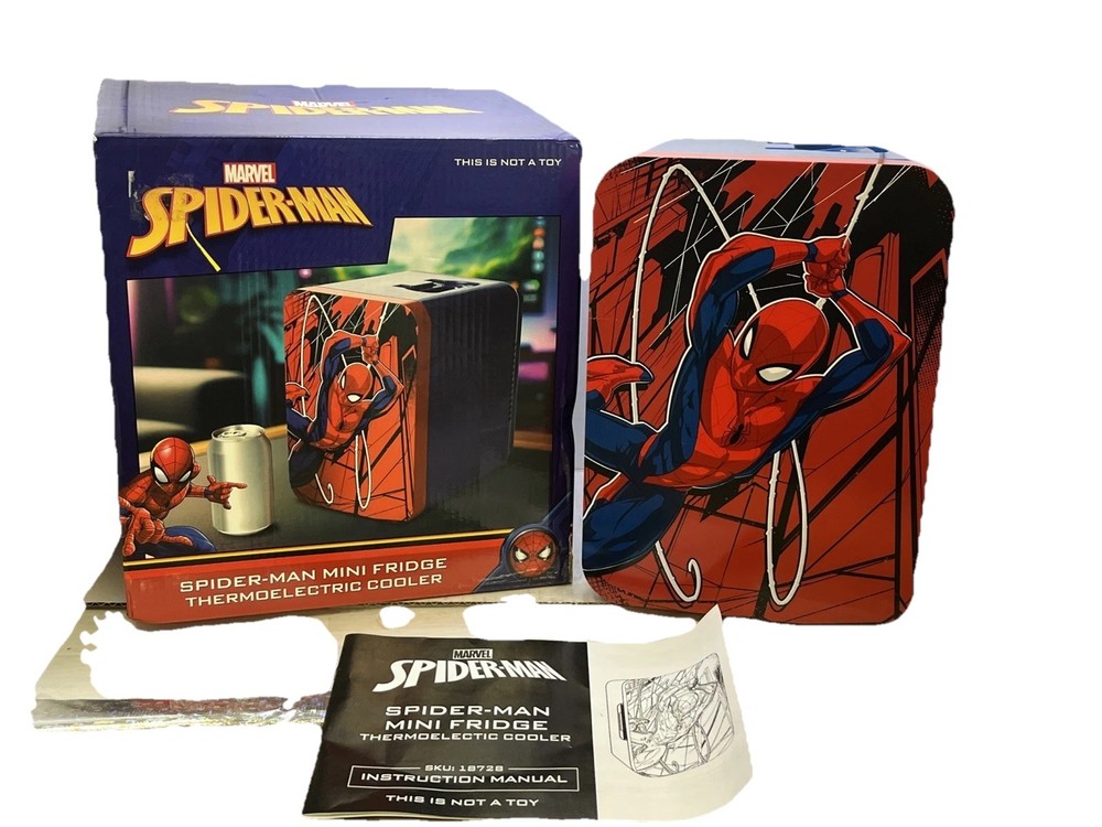 Spider-Man Mini Fridge With Handle 6 Can Capacity In Box Fully Working