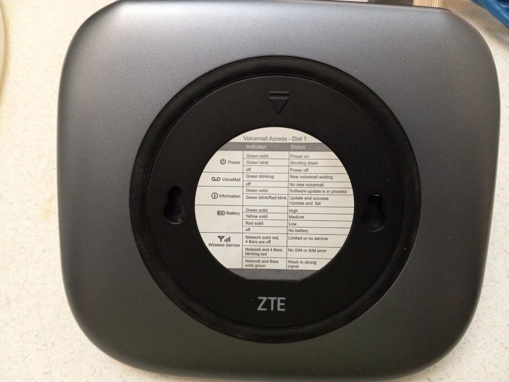 ZTE Voicemail Access-Dial 1  - NO POWER CORD works