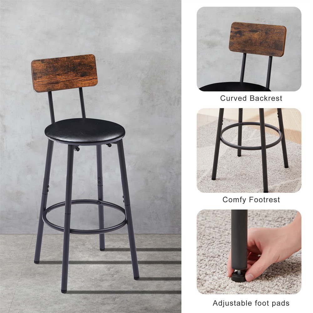 3 Piece Bar Table Set Counter Height Dining Kitchen Table with 2 Bar Stools