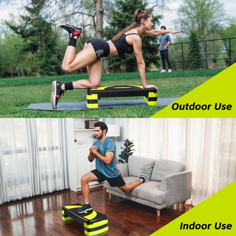 30'' Aerobic Exercise Step Adjustable Aerobic Stepper for Workout Indoor Yellow
