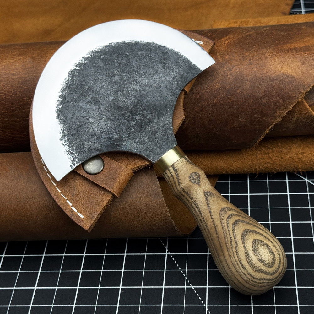 Leather Half Moon Knife. Razor Sharp Blade. Head Knife. Leatherworking Tool.