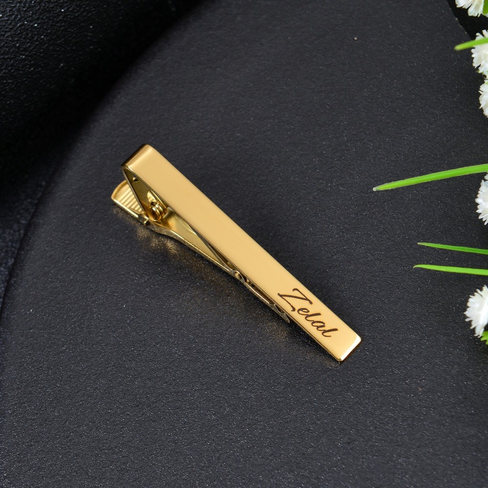 Pendantify Personalized Name Engraved Tie Clip | Custom Name Bar Tie Clip
