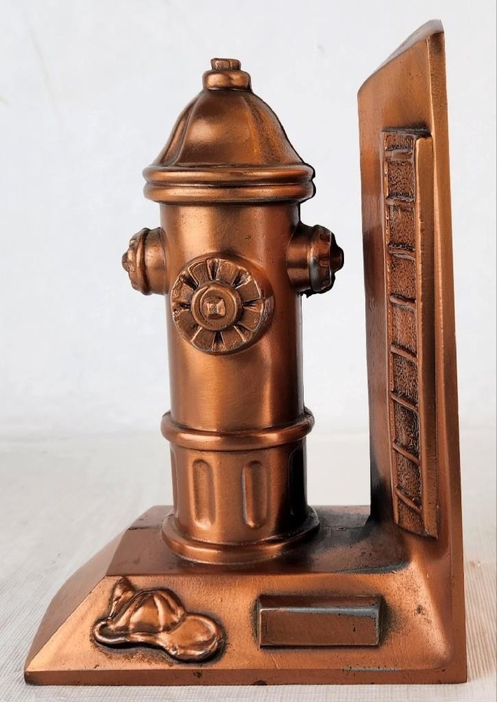 (1) Single Fireman's Fire Hydrant Bookend w/ Copper Finish - 7.25" Tall