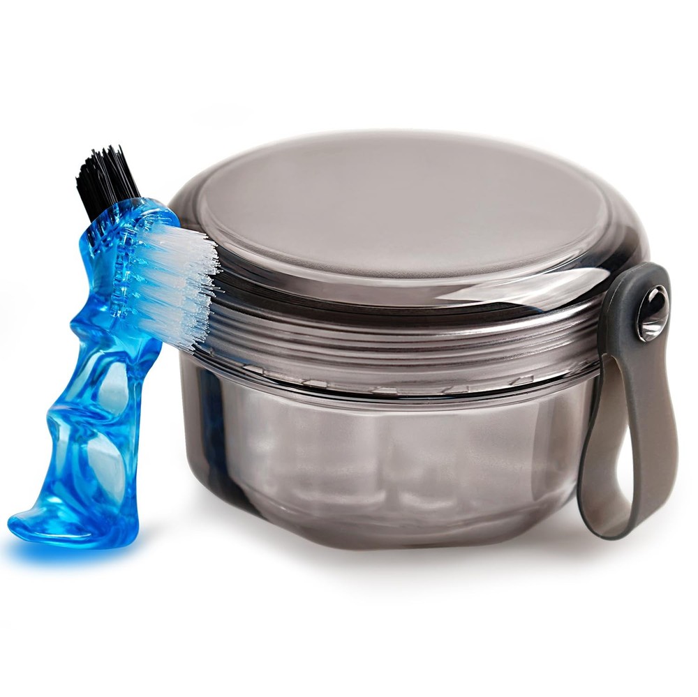 Leakproof Denture Case Soaking Cup False Teeth Transparent Black