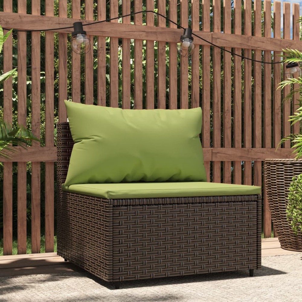 Patio Middle Sofa Brown PE rattan Medium Adjustable Feet