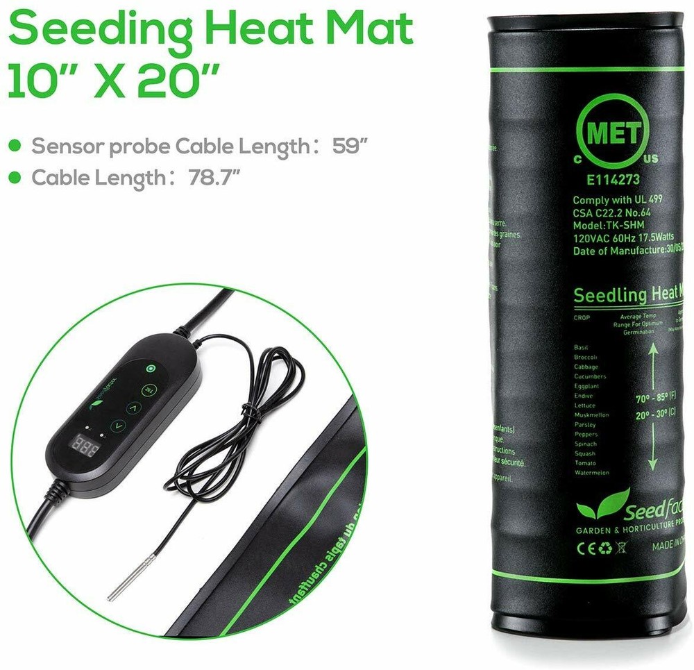 Seedfactor Seedling Heat Mat Seed Germination Pad Mat with Thermostat Controller