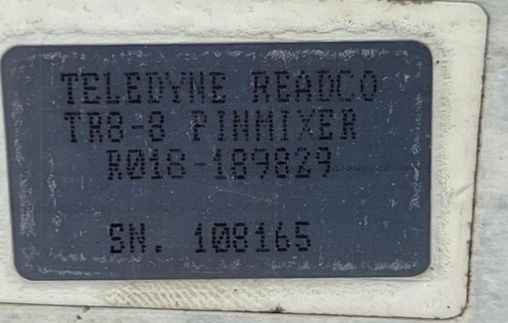 Teledyne Readco TR8-8 Batch Type Pin Mixer