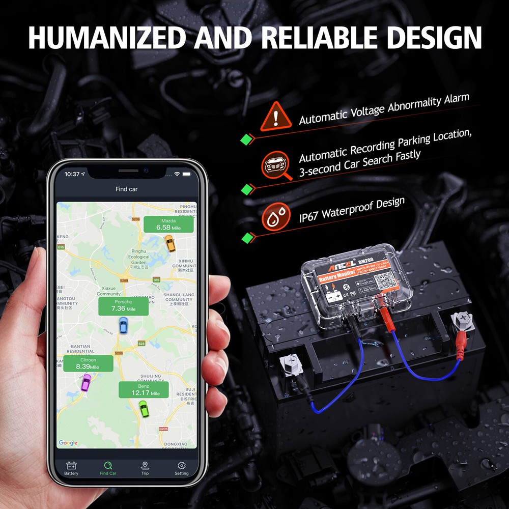 ANCEL BM200 12V Auto Battery Load Tester Bluetooth Cranking Charging Analyzer