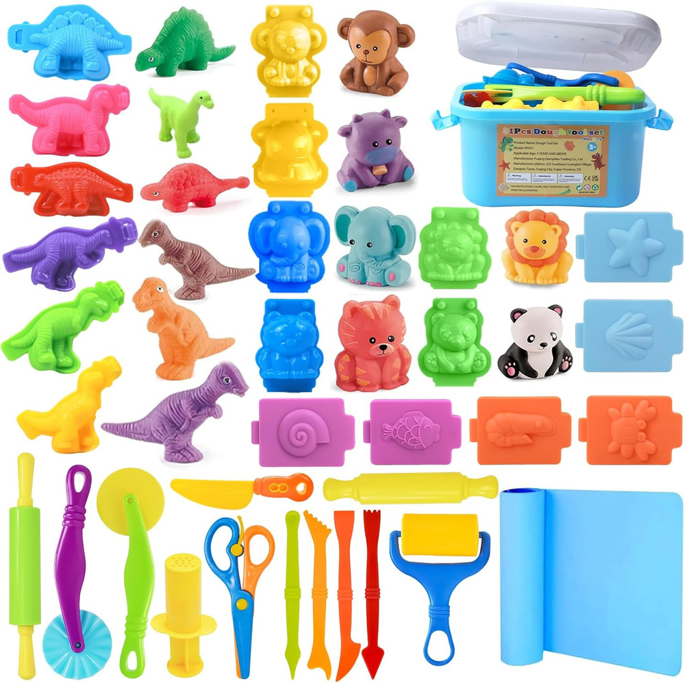 Dough Tool Set, 31 Pcs Basic Dough Tools Kits for Kids, Dough Accessories Includ