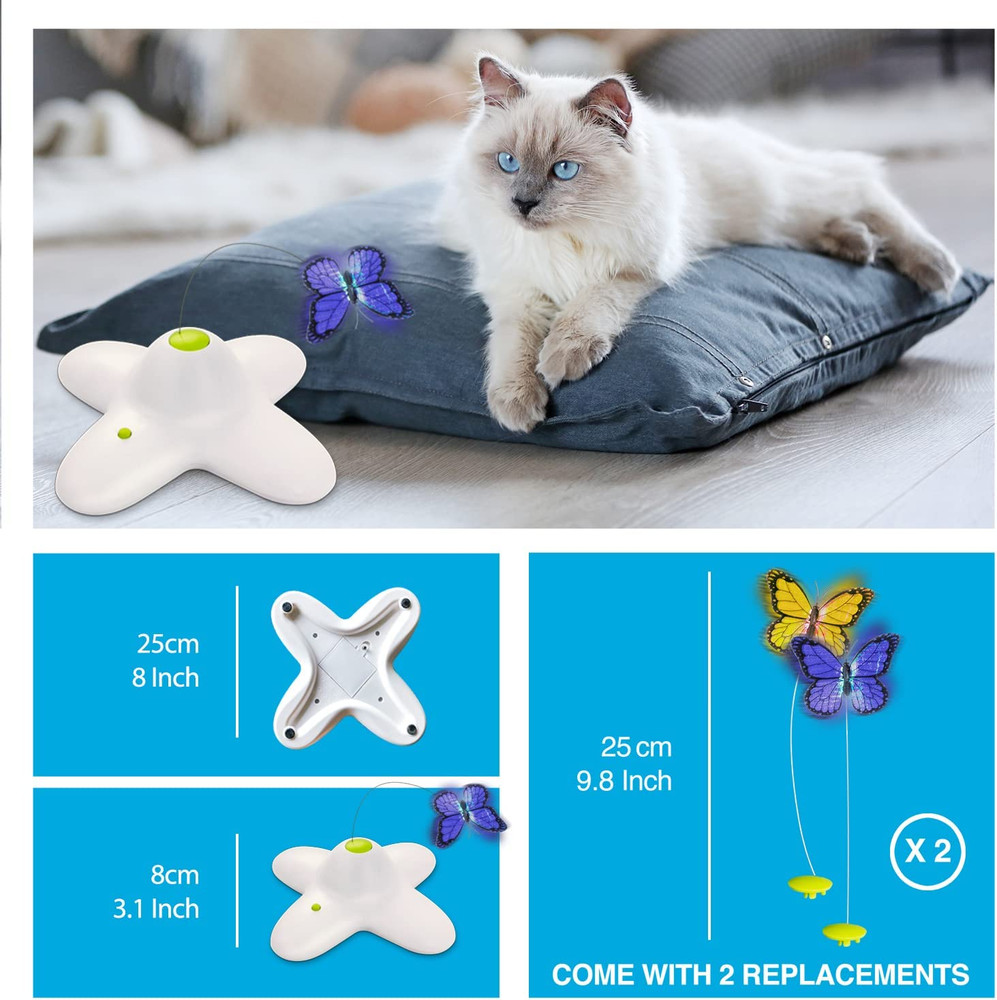 Cat Toys Interactive Butterfly Flutter Bug Cat Automatic Toy Stimulating Kitty T
