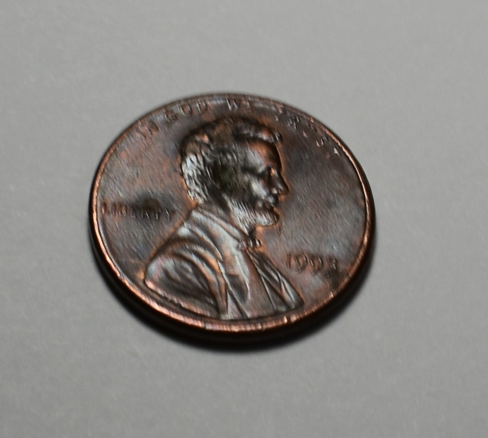 1993 Lincoln Penny No Mint Mark Strike Through AM Error Multi Errored