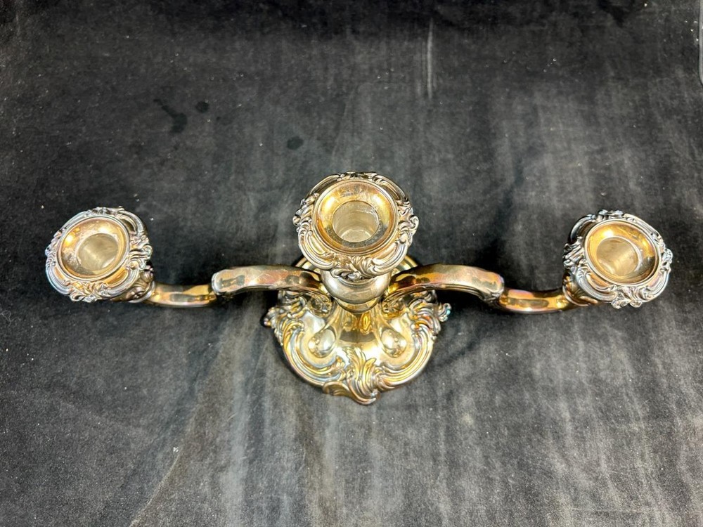 Reed and Barton Pattern 164 Silverplate 3 Light Candelabra 6.75 Inch Height
