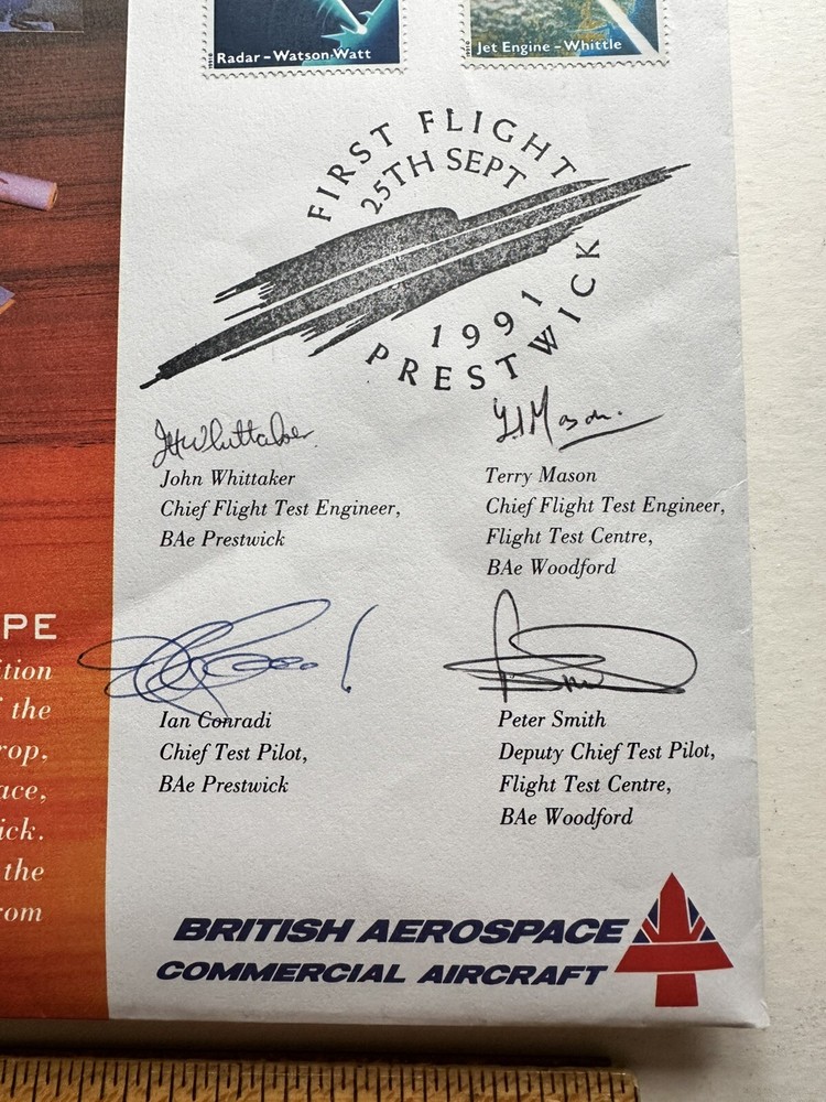 British Aerospace JETSTREAM 41 Commemorative Envelope 1991 1st Flight SIGNED (4)