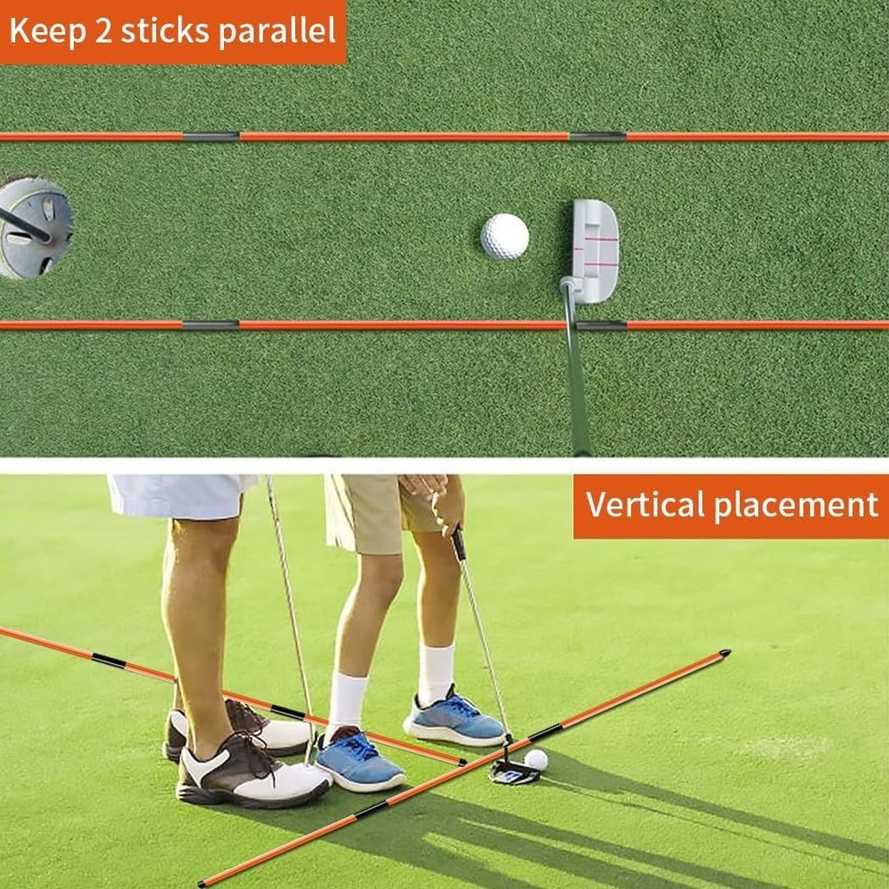 CAITON Golf Alignment Sticks 2 Sets - 48inch Alignment Practice Rods, Foldable f