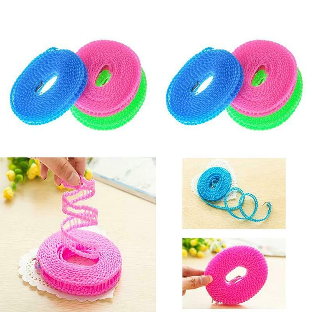 3 Pack Portable Windproof Clothesline Clothes Drying Rope for Camping Travel