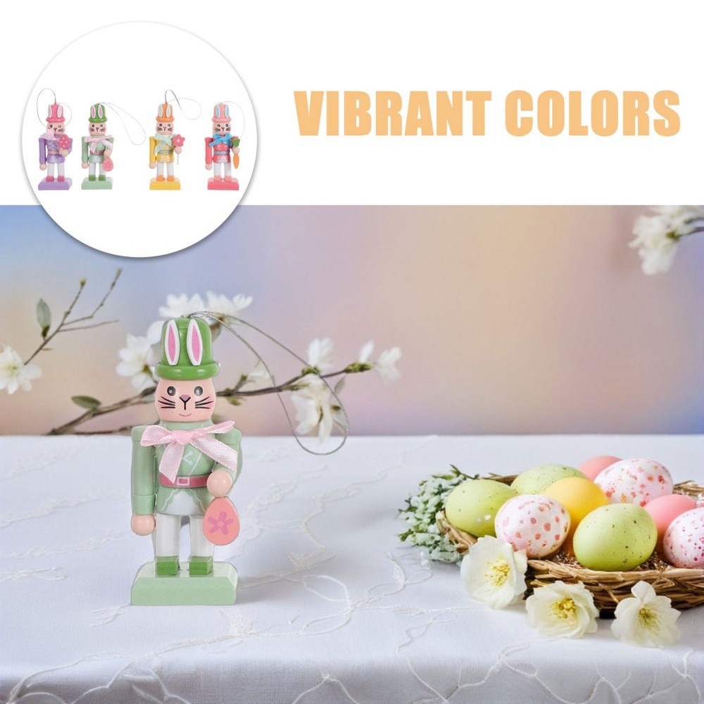 4 Pcs Easter Bunny Decor Nutcracker Soldier Puppet Home Standing Figurine