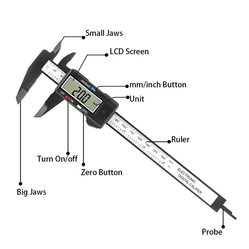 Digital Calipers-150mm/ 6” Electronic Micrometer Caliper Measuring Tool with ...