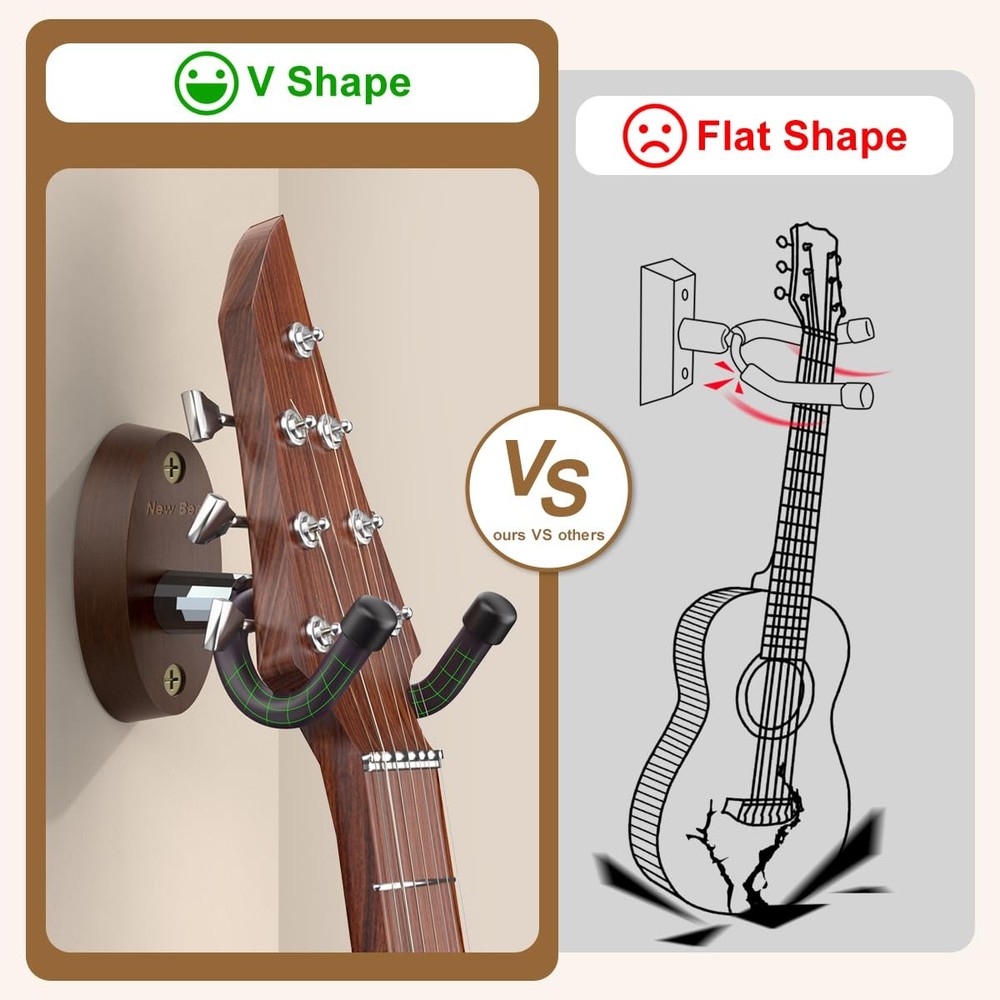 Ukulele Wall Mount, Guitar Wall Mount Hanger Hook Holder Stand Bracket with S...