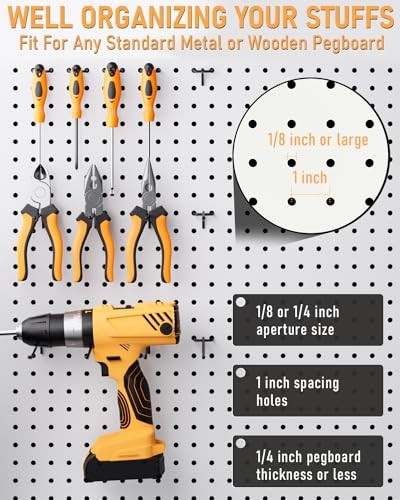 120 Pack Black Pegboard Hooks, 4/6/8 Inch Peg Board Shelving Hooks