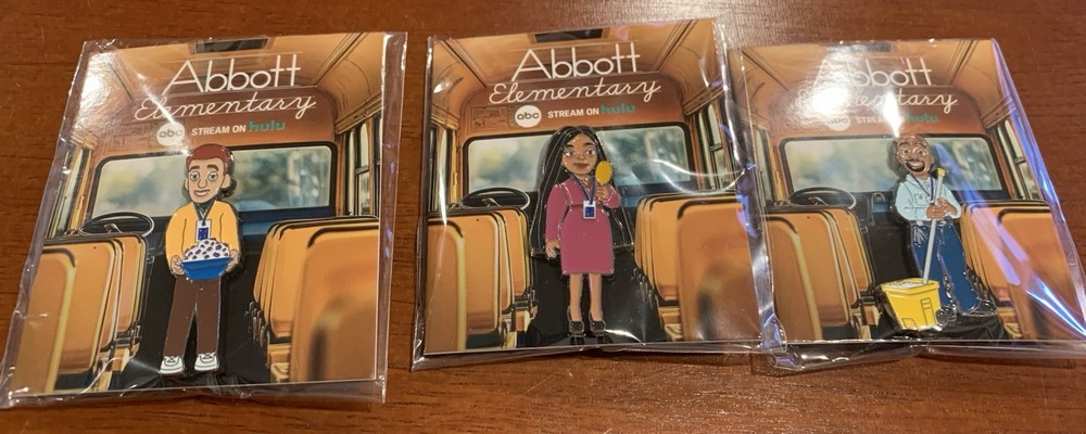 Abbott Elementary SDCC 2025 Comic-Con Pins – Ava, Jacob, Mr. Johnson