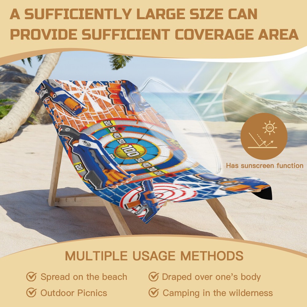 Nerf Beach Towel Quick Drying Microfiber Lightweight 30"x60" Birthday Gift