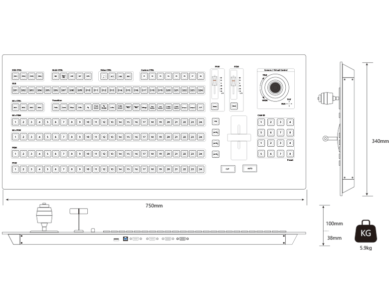 TYST 4M/E Advanced Panels Vmix Multi-Function Broadcast Swicher Hardware Control