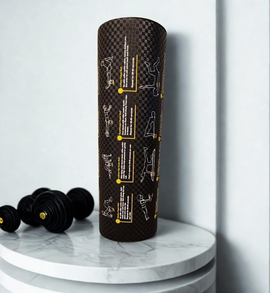 New Foam Roller with Printed Exercises - 17.7''x 6'' Lightweight EPE/PE Exercise