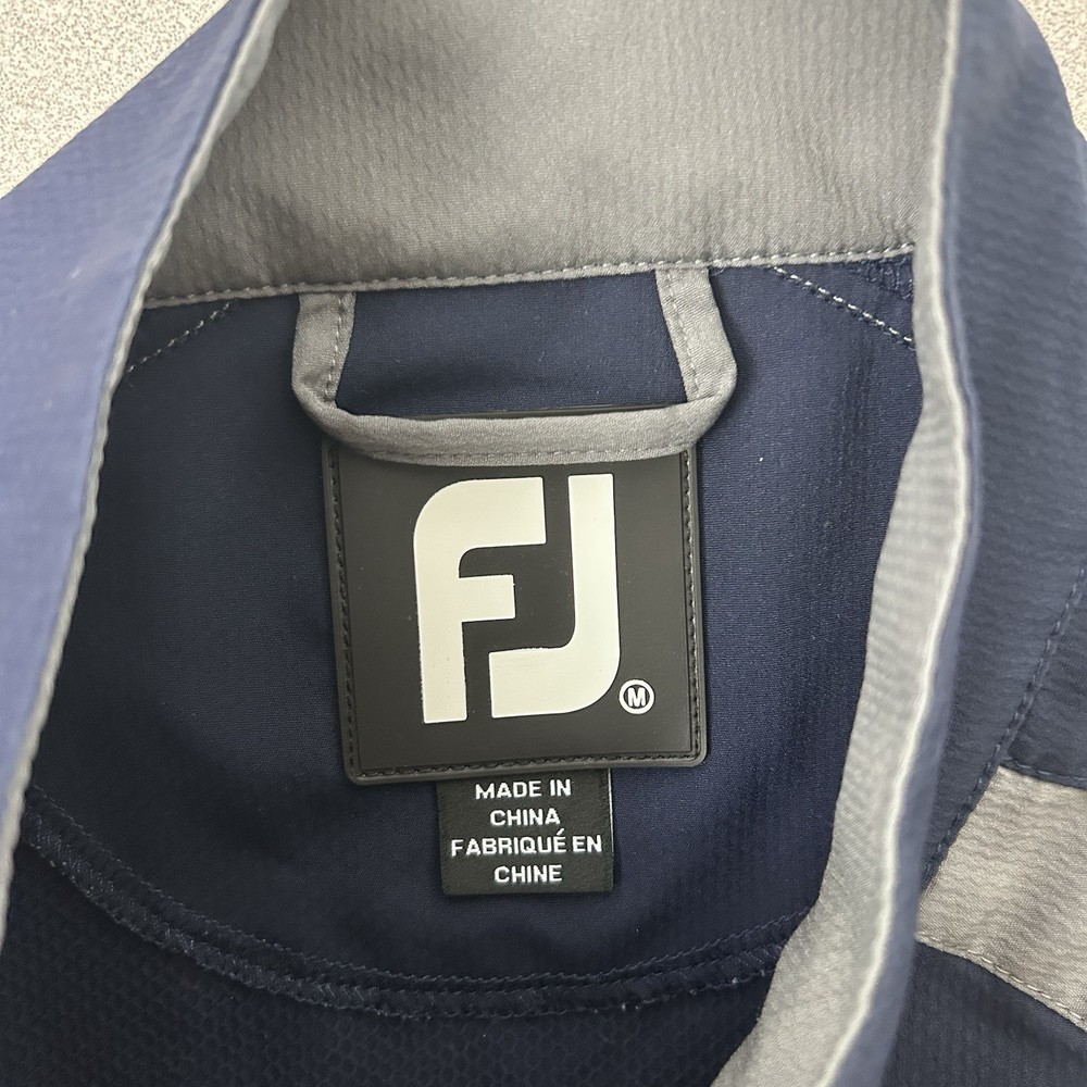 FootJoy Pullover Mens Medium Golf Windbreaker Zip Pockets Mock Neck Blue Gray